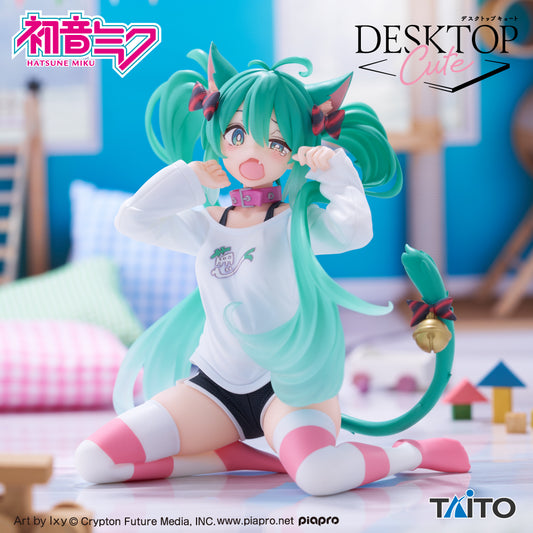 Taito Vocaloid Desktop Cute Hatsune Miku (Nekomimi T-Shirt Ver.) Figure (Reissue)